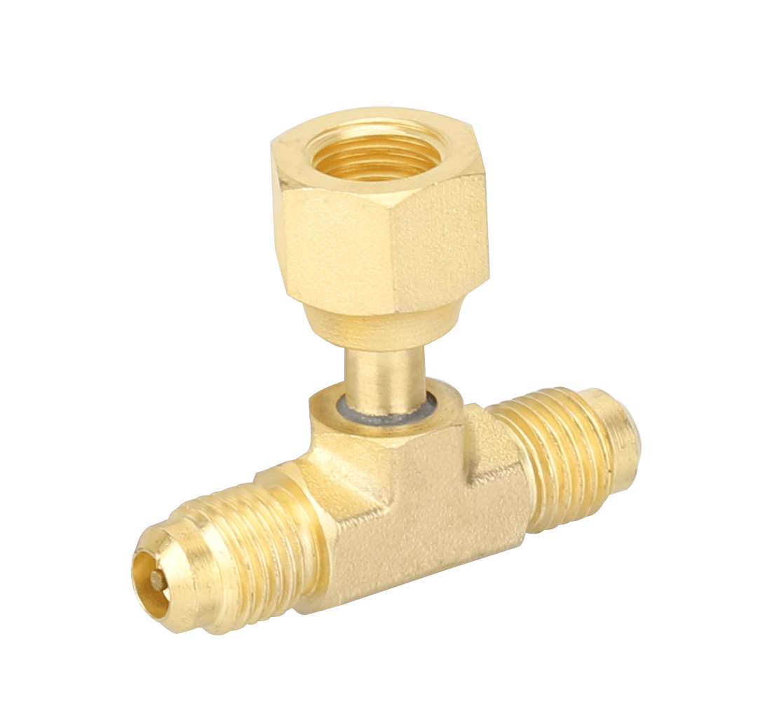 NAVAC F1025 1/4" Access Tee Connector without Depressor - 1/4" FPT SAE X 1/4" FPT SAE SWIVEL NUT ON BRANCH, 3 PCS